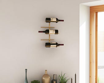 Modern Industrial 5-Bottle Wall Mounted Wine Rack: Metal Home Decor