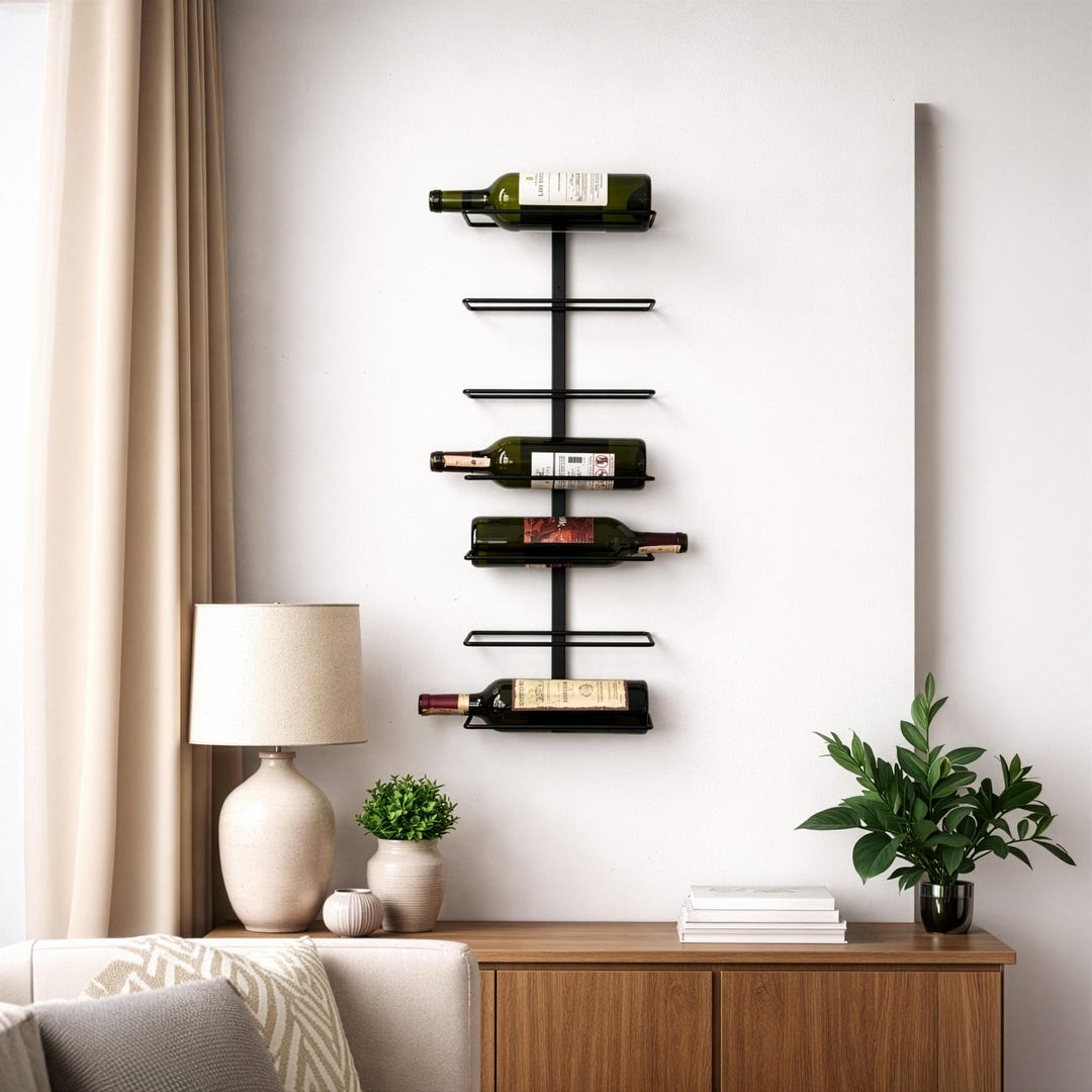 Modern Metal Wine Rack – Wall Mounted 7 Bottle Wine Holder – Minimalist ...