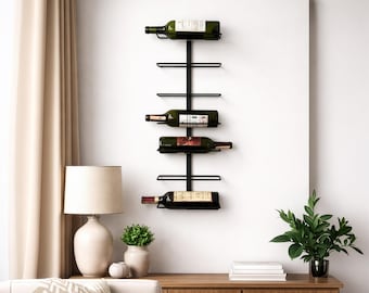 Modern Metal Wine Rack – Wall Mounted 7 Bottle Wine Holder – Minimalist Home Bar Decor