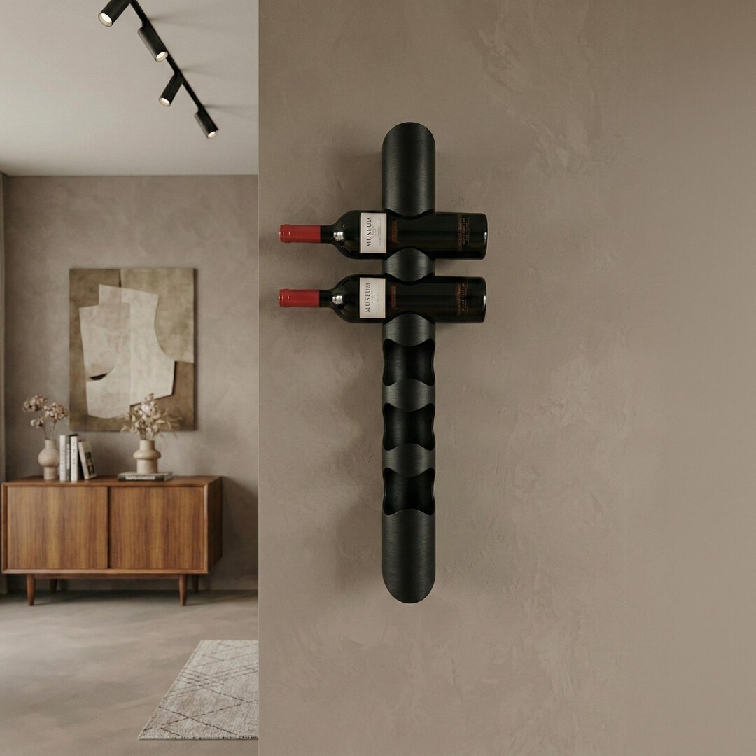 Modern Wall Mounted Metal Wine Rack | Vertical 5-bottle Wine Stand ...