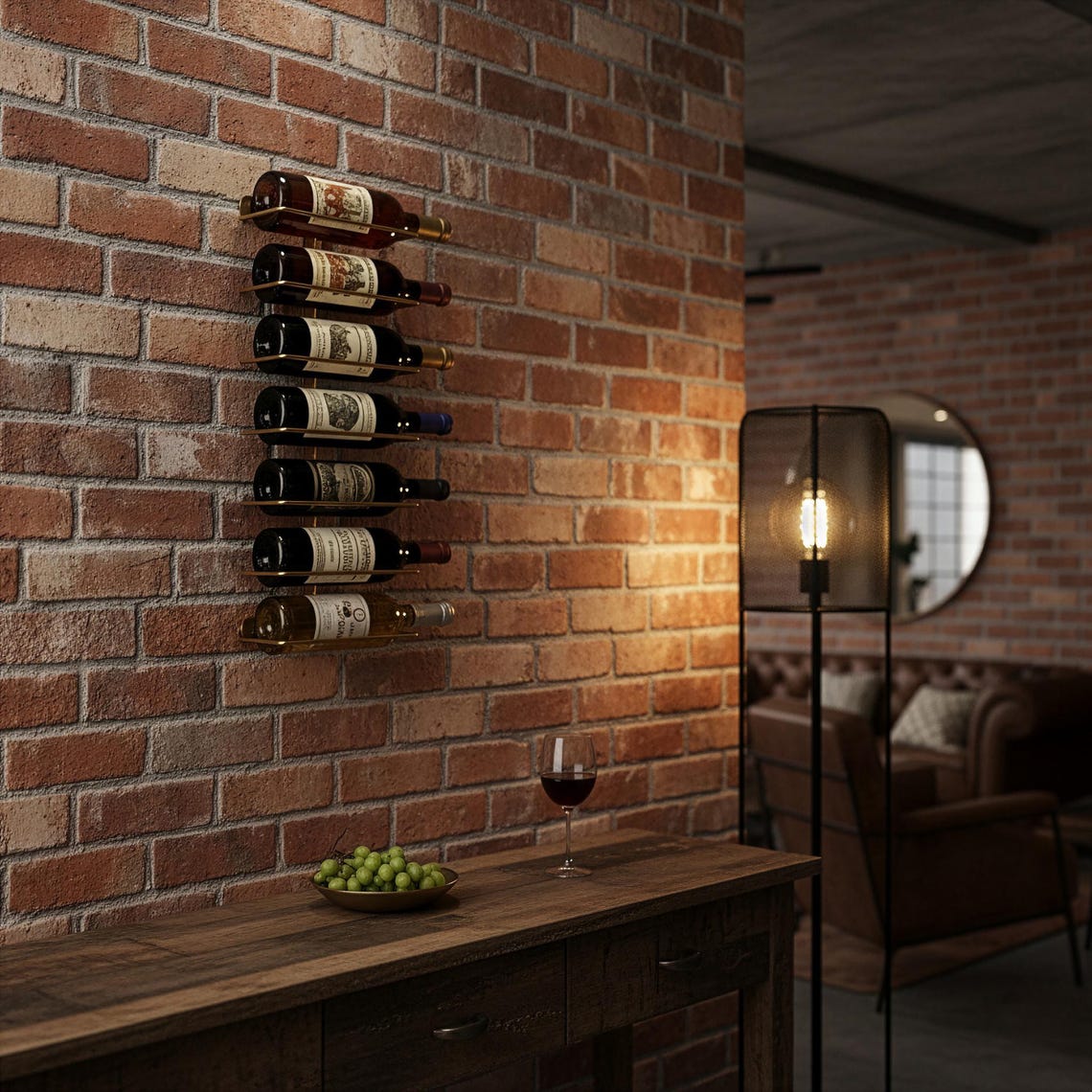 Gold Wall Mounted Wine Rack: Modern Metal 7-bottle Holder - Etsy