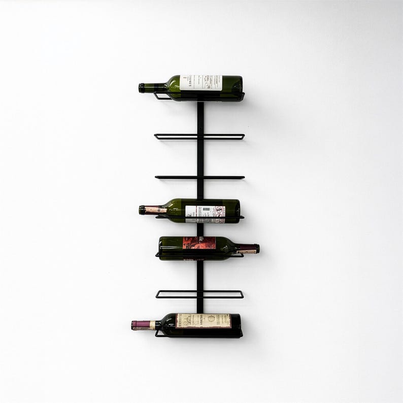 Modern Metal Wine Rack – Wall Mounted 7 Bottle Wine Holder – Minimalist ...