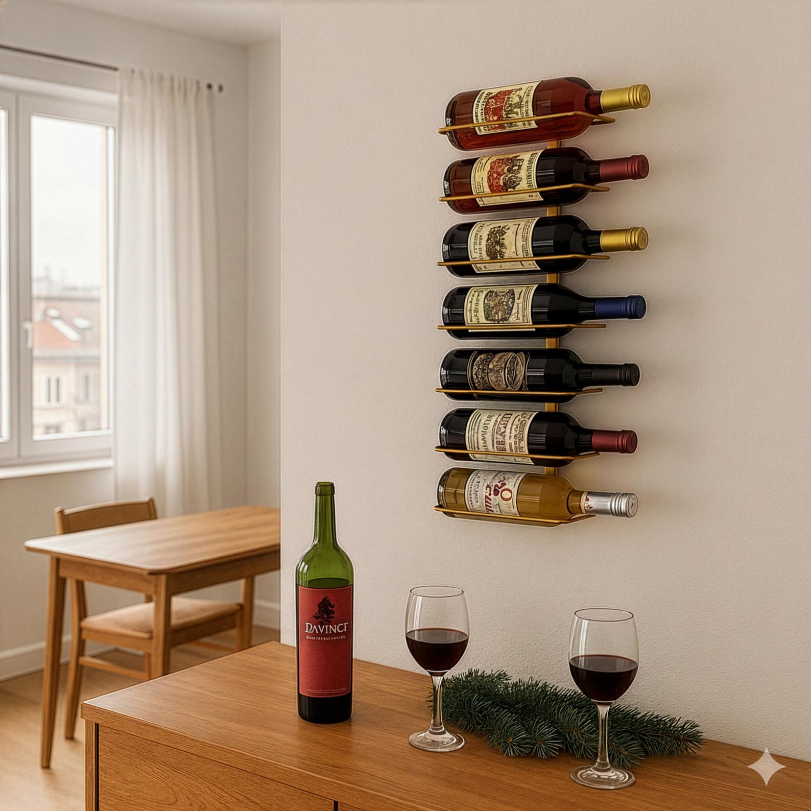 Gold Wall Mounted Wine Rack: Modern Metal 7-bottle Holder - Etsy