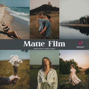 10 Matte Film Lightroom Presets for Mobile and Desktop, Muted Vintage Photo Filters