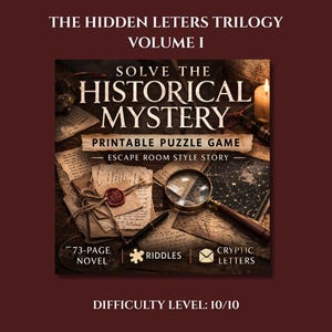 Historical Mystery Puzzle Novel • Interactive Story with Letters & Riddles • Escape Room Style Time travel Mystery (Digital PDF)