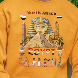 Egypt Crewneck, Egyptian Pyramid Graphic Sweatshirt, Unisex Travel Pullover
