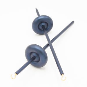 Ultimate Beginner Sea Serpent Drop Spindle Kit - Midi Size Navy - Top Bottom Supported Turkish - Learn To Spin Kit image 3