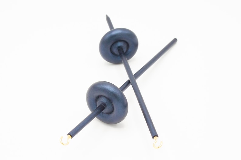 Ultimate Beginner Sea Serpent Drop Spindle Kit - Midi Size Navy - Top Bottom Supported Turkish - Learn To Spin Kit image 3