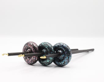 Galaxy Glitter Lace Weight Drop Spindle - Top or Bottom Whorl - Learn To Spin Yarn