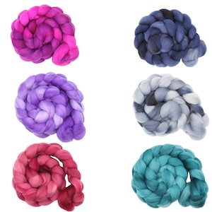 4 oz Falkland Roving - Jewel Tones - Solid Hand Dyed Falkland Wool - Spinning Fiber Felting