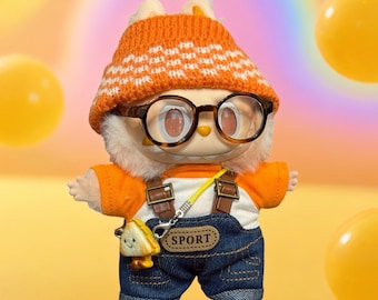 Auténtico monstruo de peluche de la felicidad: gemas naranjas hechas a mano, bolsa de cartón y botella / Juguete artístico