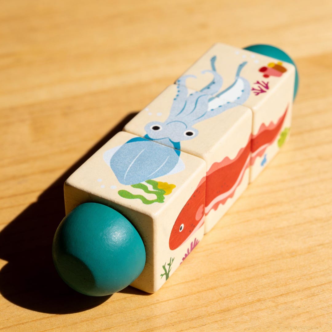 Wooden Animal Rotating Blocks | Toddler Puzzle Toy - Etsy