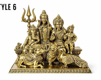 Estatua de latón de Shiv Parivar – Regalo artesanal para templos y decoración del hogar
