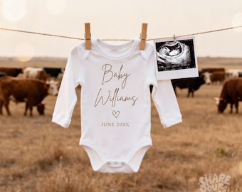 Editable Pregnancy Announcement Highland Cow Field Baby Reveal Social Media Template (Digital Download)