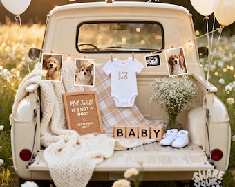 Funny Dog Pregnancy Announcement, Gender Neutral Reveal (Digital Printable Template)