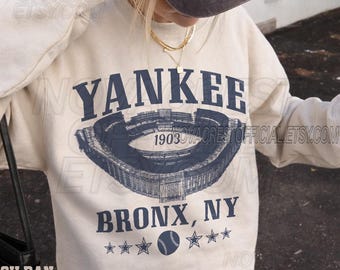 Yankee Stadium Vintage Sweatshirt, New York Baseball Washed Tee, Game Day Oversized Comfort Colors Shirt