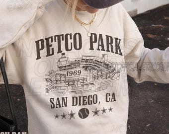 Petco Park 90s Vintage Sweatshirt, San Diego Baseball Washed Tee, Game Day Oversized Comfort Colors Shirt