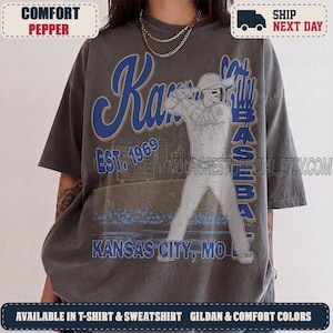 Kansas City 90s Vintage Sweatshirt, Comfort Colors Shirt, Baseball Game Day Oversized Graphic Tee KC68 image 5