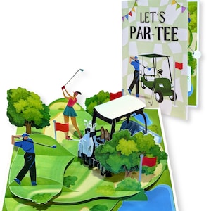 Golf Pop-Up Karte | Geschenk für Golfer | Hochwertige Geburtstagskarte mit Umschlag & Grußkarte | SCRATCH GOLF