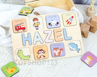 Personalized Wooden Name Puzzle: Montessori Toy, Baby Gift
