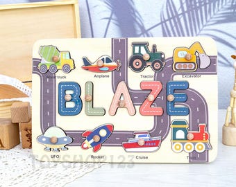 Baby Shower Gift, Personalized Name Puzzle Toddler, Early Learning Puzzle, Birthday Gift for Kids