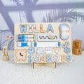 Montessori Wooden Busy Board, Custom Name Puzzle with Animals, Christmas Gift for Baby, First Birthday Gift product logo