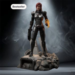 Mass Effect – Commander Jane Shepard | N7 Vanguard STL-staty | 3D-utskriftsmodell | Digital STL-fil