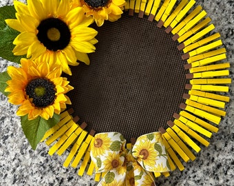 Sunflower clothespin wreath