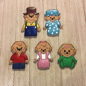 Berenstain bears inspired sparkly finger puppets / quiet time activity / birthday present
