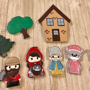 Red Riding Hood Felt Finger Puppets: Nursery Rhyme Set