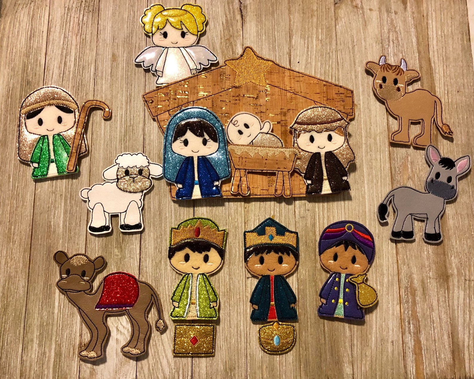 Sparkly Nativity Finger Puppet Set, Christmas Gift, Nativity Story - Etsy