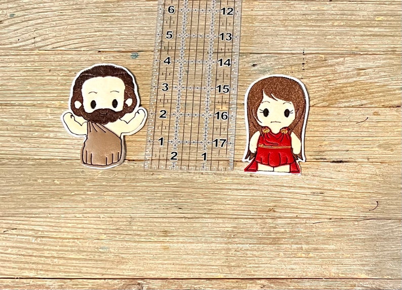 Old Testament finger puppet set. Includes Ester and the King, Daniel and the Lions Den, David and Goliath, Adam and Eve, Samson and Delilah. image 6