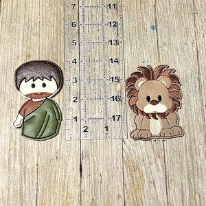 Old Testament finger puppet set. Includes Ester and the King, Daniel and the Lions Den, David and Goliath, Adam and Eve, Samson and Delilah. image 2