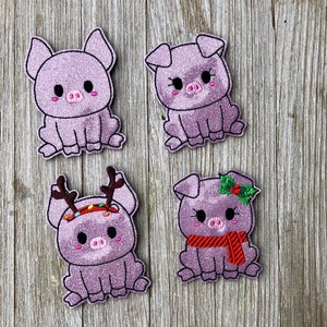 Sparkly Christmas Pigs Finger Puppets