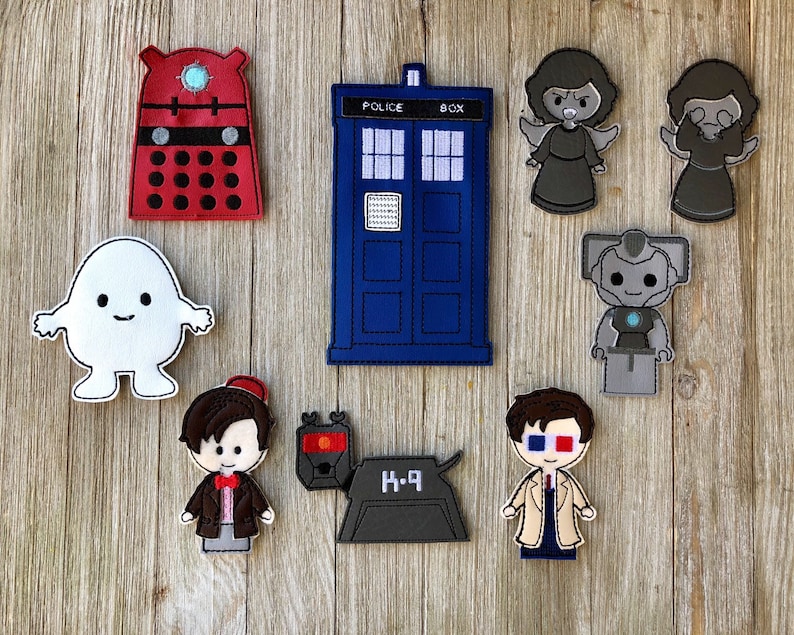 Dr Who inspired finger puppet set