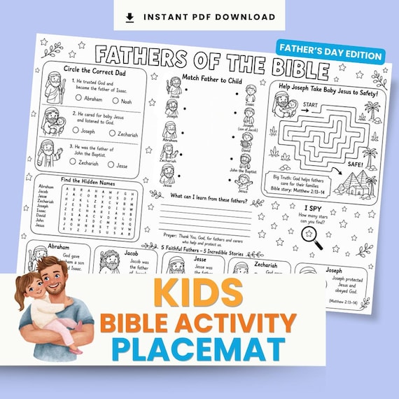 Fathers Day Bible Activity Placemat for Kids — Bible Study Printables