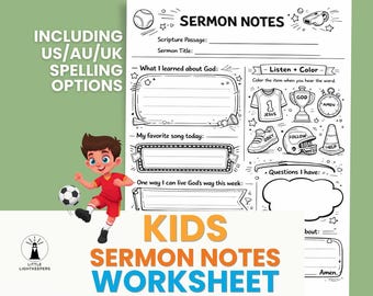 Kids Church Notes Worksheet | Bible Study Notes Template | Printable ...