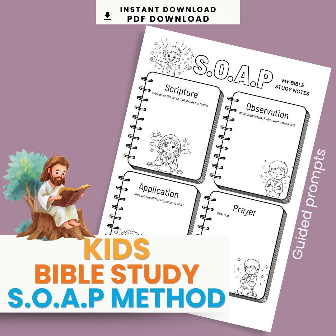 Kids Bible Study Worksheet | SOAP Method Printable (digital Download ...