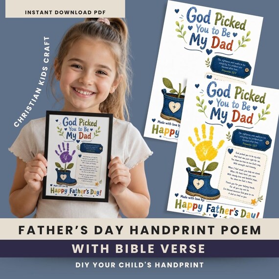 Christian Dad Handprint Poem, Bible Verse Craft (Digital Download)