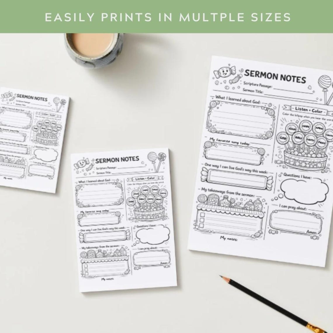 Kids Church Notes Worksheet | Bible Study Notes Template | Printable ...