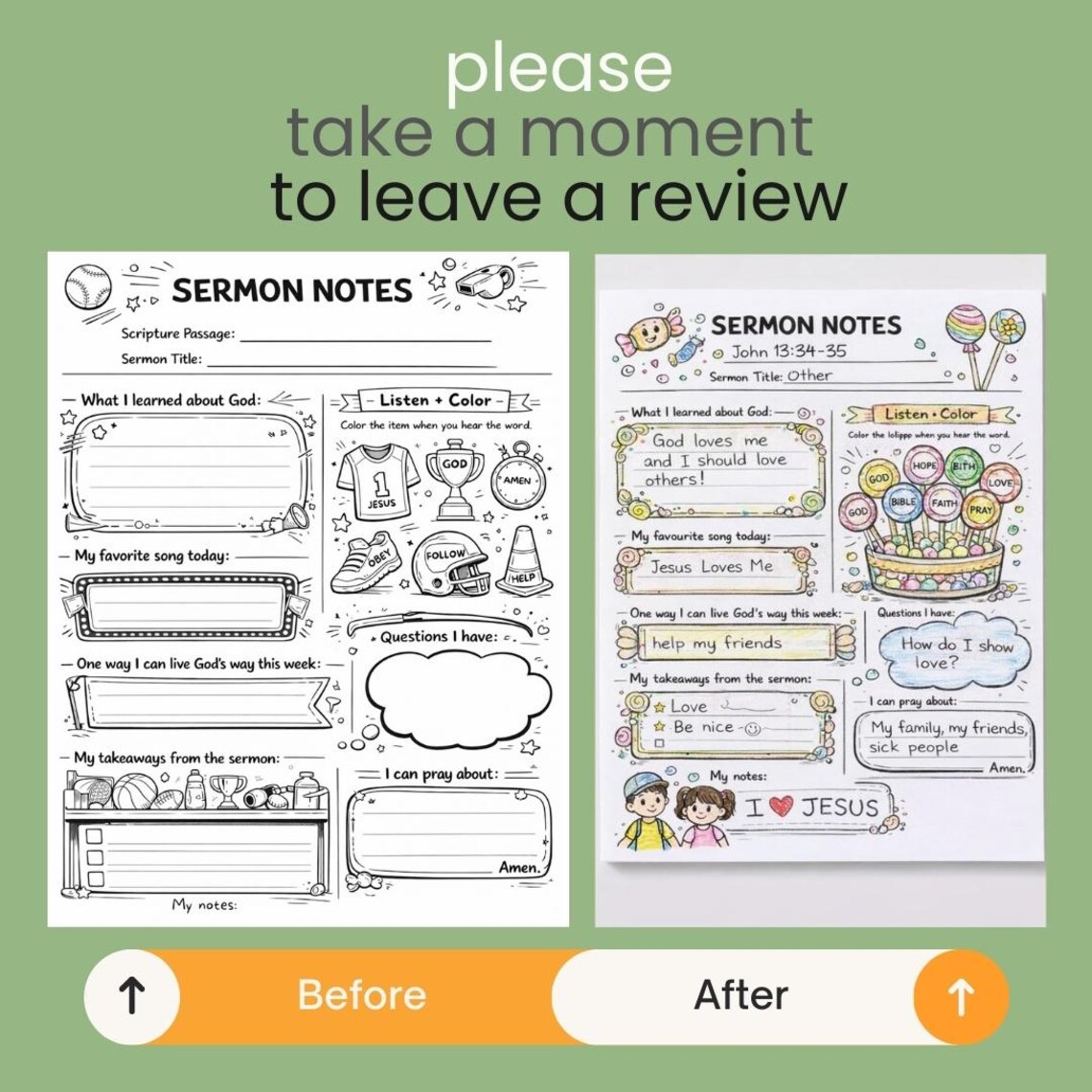 Kids Church Notes Worksheet | Bible Study Notes Template | Printable ...