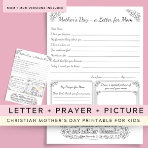 Christian Mother's Day Letter Printable for Kids | Proverbs 31:28 (Digital Download)