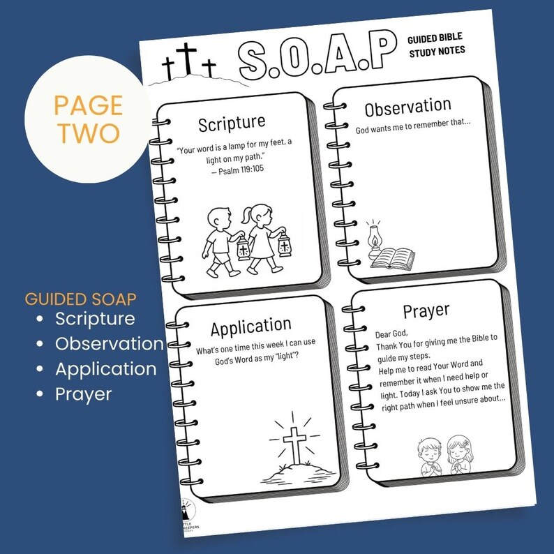 Kids Bible Study Worksheet | Psalm 119:105, Guided SOAP (printable PDF ...