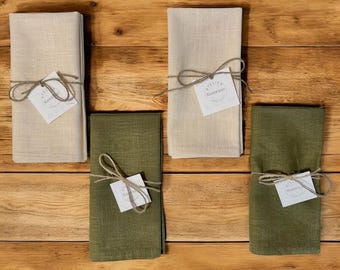 Serviette de table lin haut de gamme fait main 45x45cm, Serviette tissu Oeko-Tex réutilisable, Linge de table artisanal made in France