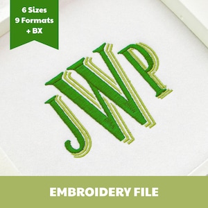 Broderitypsnitt med dubbelskuggsserif, eleganta initialer, tvåfärgat BX-alfabet, 6 storlekar, BX + 9 format (direkt nedladdning)