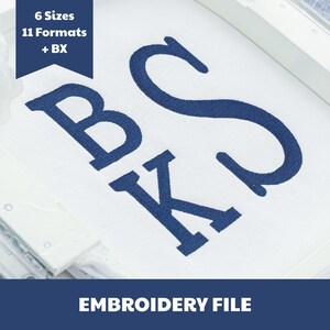 Serif Stacked Monogram Alphabet Machine Embroidery, Classic Satin Stitch, 6 Sizes, BX + 11 Formats (Instant Download)