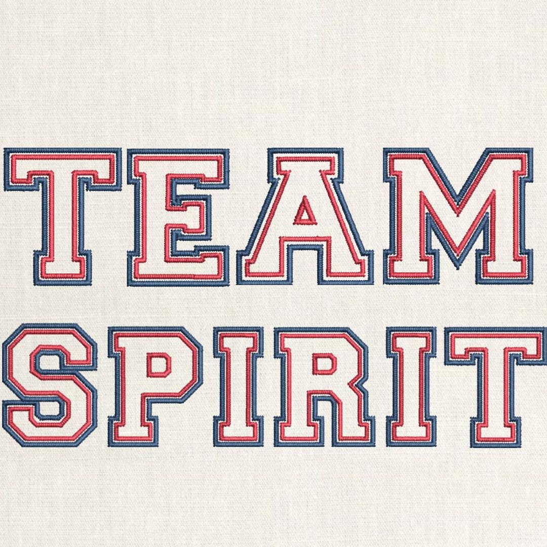 TEAM SPIRIT Embroidery Font, College Embroidery Design Font, Athletic ...