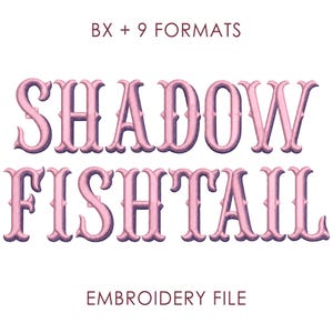 Fuente de bordado de monograma Shadow Fishtail, alfabeto clásico sureño, letras de 2 colores (descarga instantánea)
