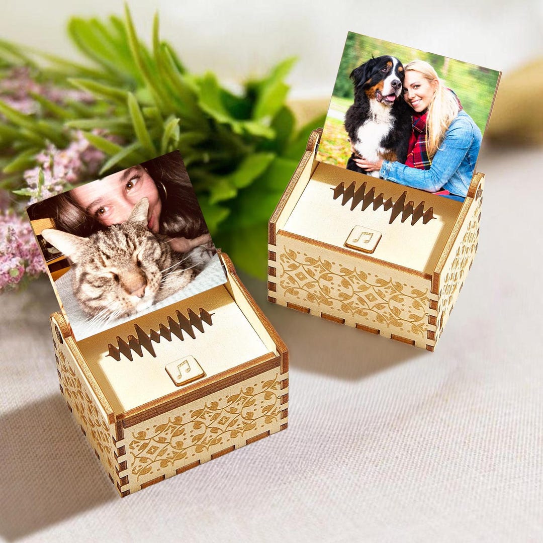Record Music Box Personalized Custom Song & Photo Wooden Music Box, Keepsake Voice ...