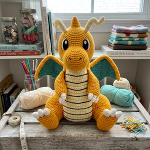 Dragonite Virkmönster - Dragonite Pokémon Handgjord Amigurumi PDF - Enkel Nybörjarhandledning Digital Nedladdning